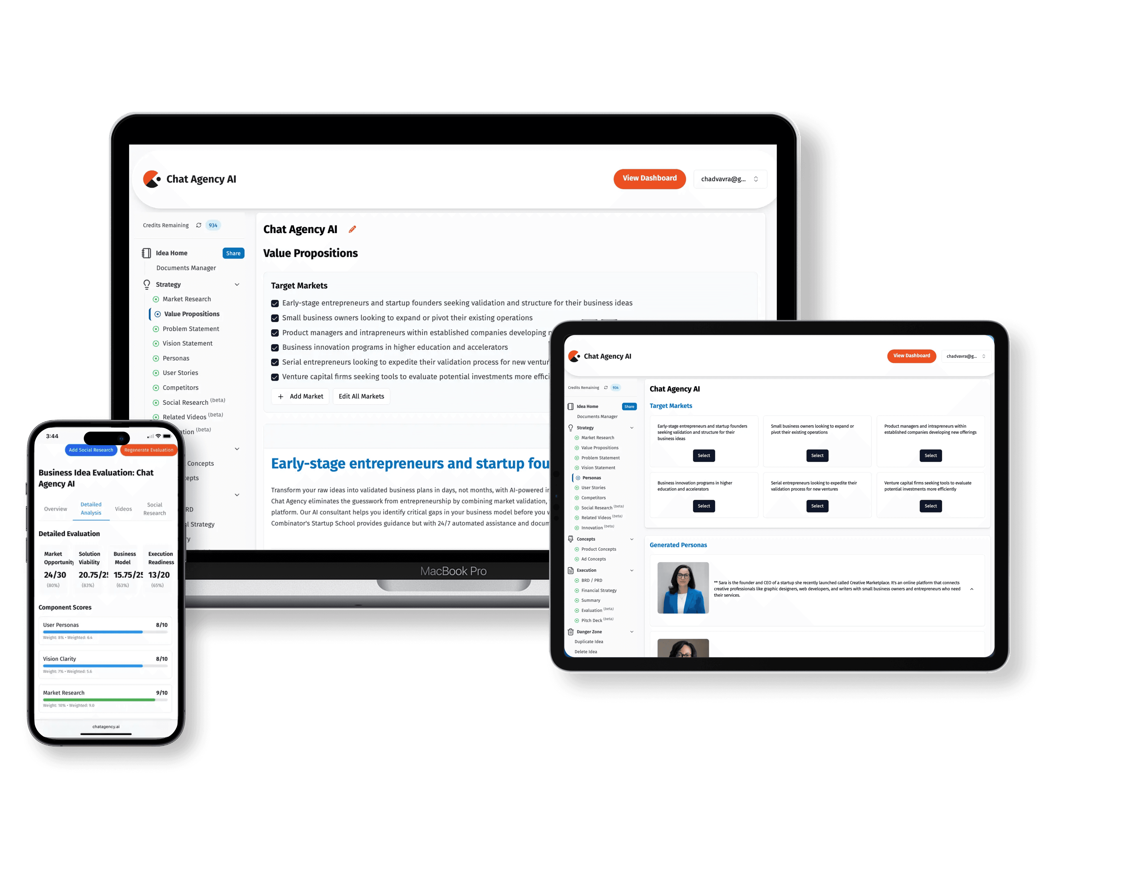 Chat Agency AI on multiple devices - laptop, tablet, and mobile